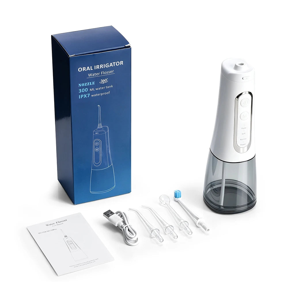Cordless Water Dental Flosser with 4 Cleaning Modes and 300ml Tank