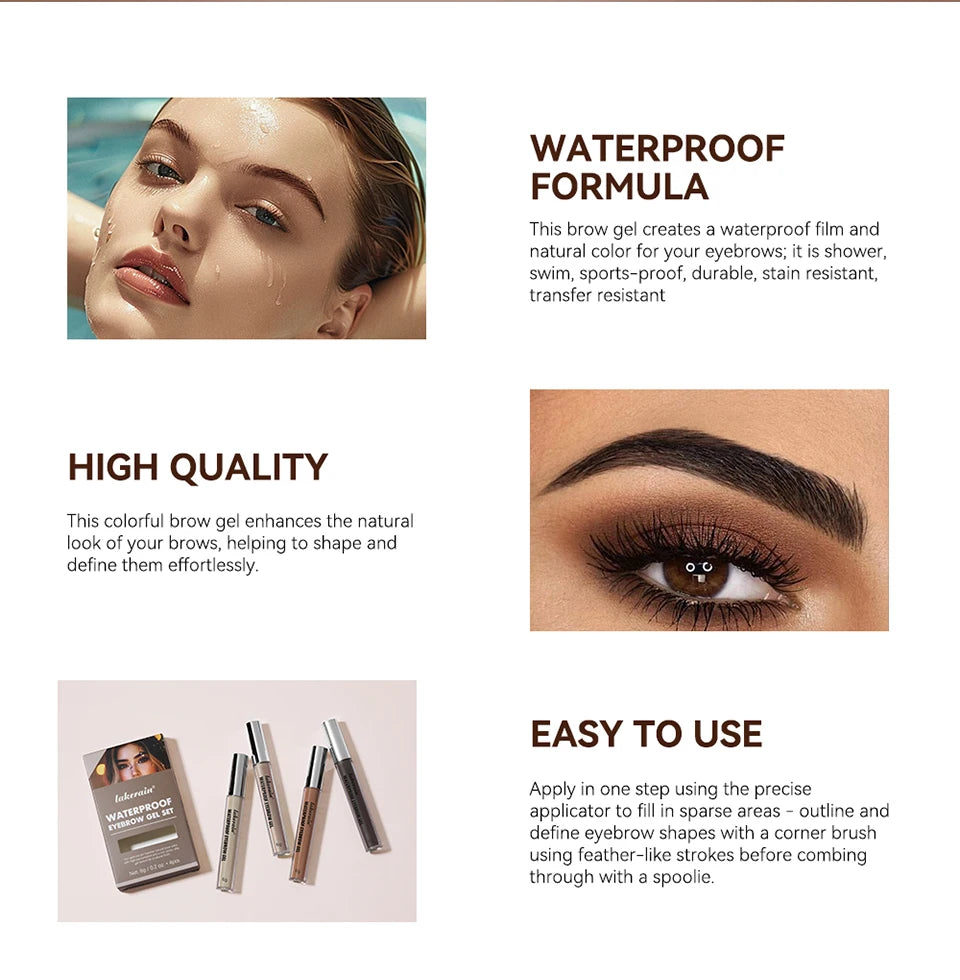 Waterproof Long-Lasting Eyebrow Gel Set - 9