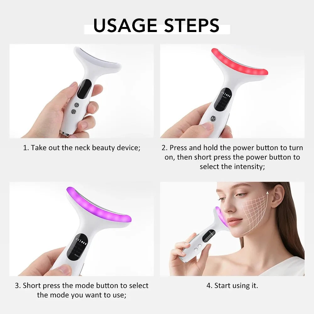 7-Color LED Microcurrent Neck and Face Beauty Lifting Device
