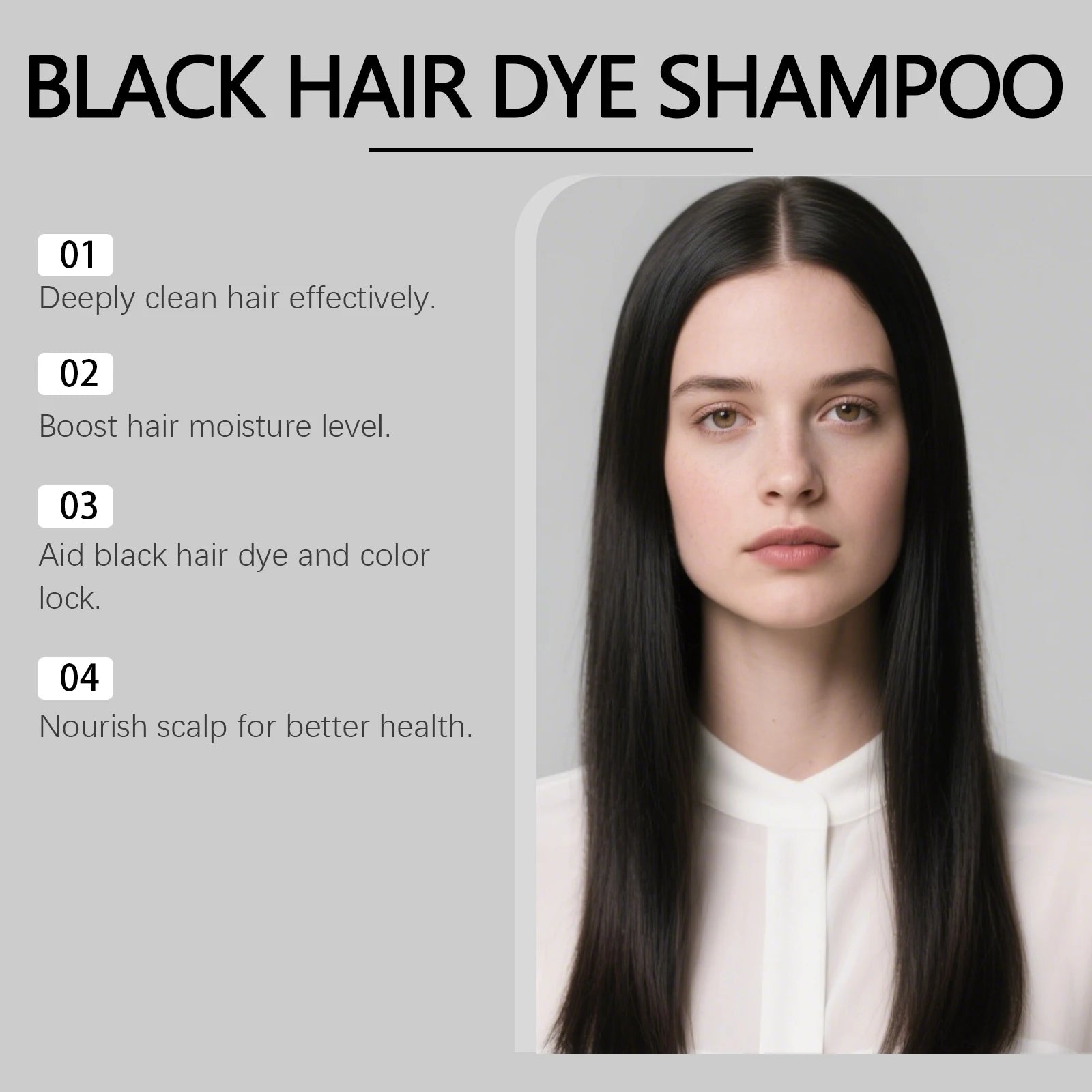 4-in-1 Black Hair Dye Shampoo for Gray Coverage - 10