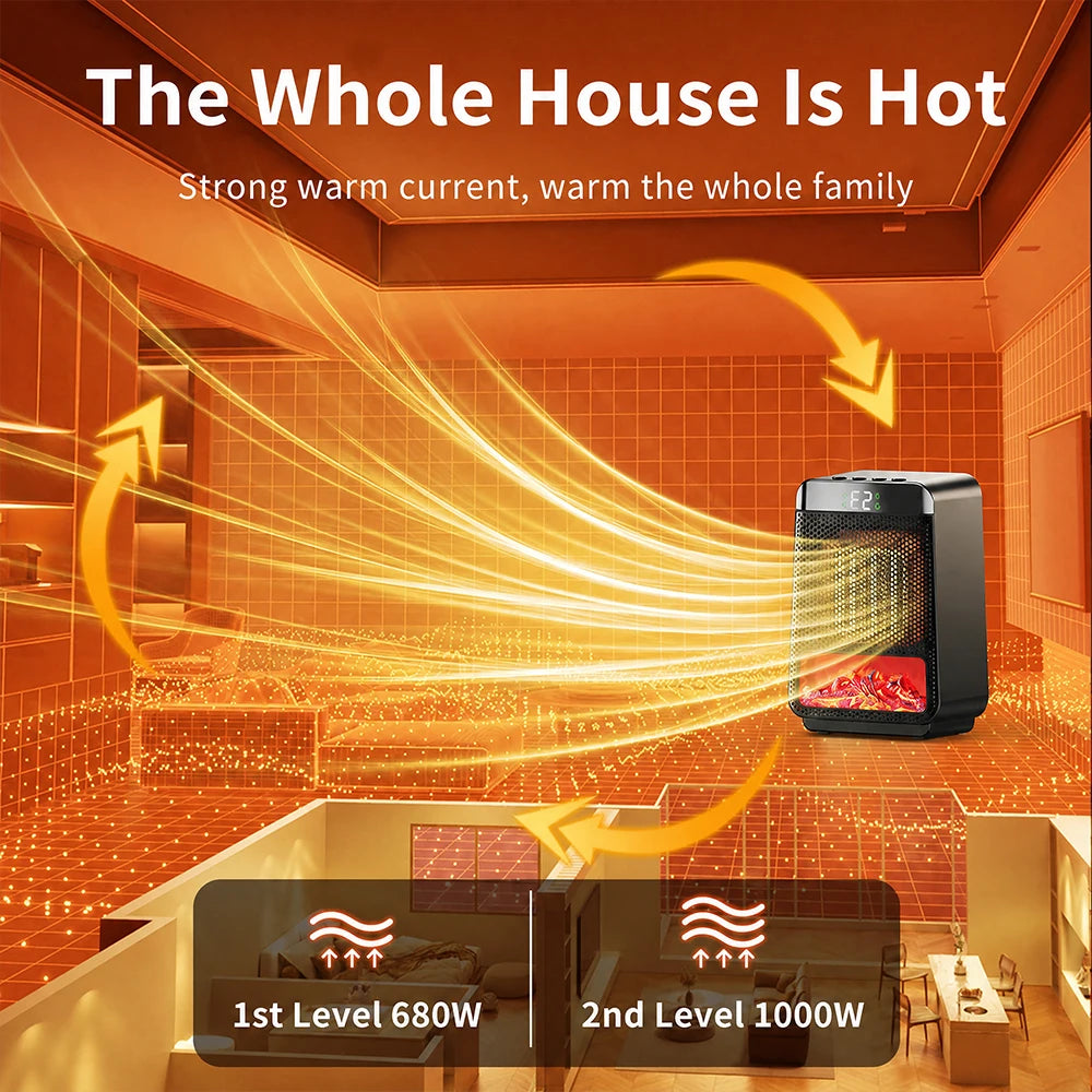 Portable PTC Ceramic Space Heater with Ambient Light and Timer