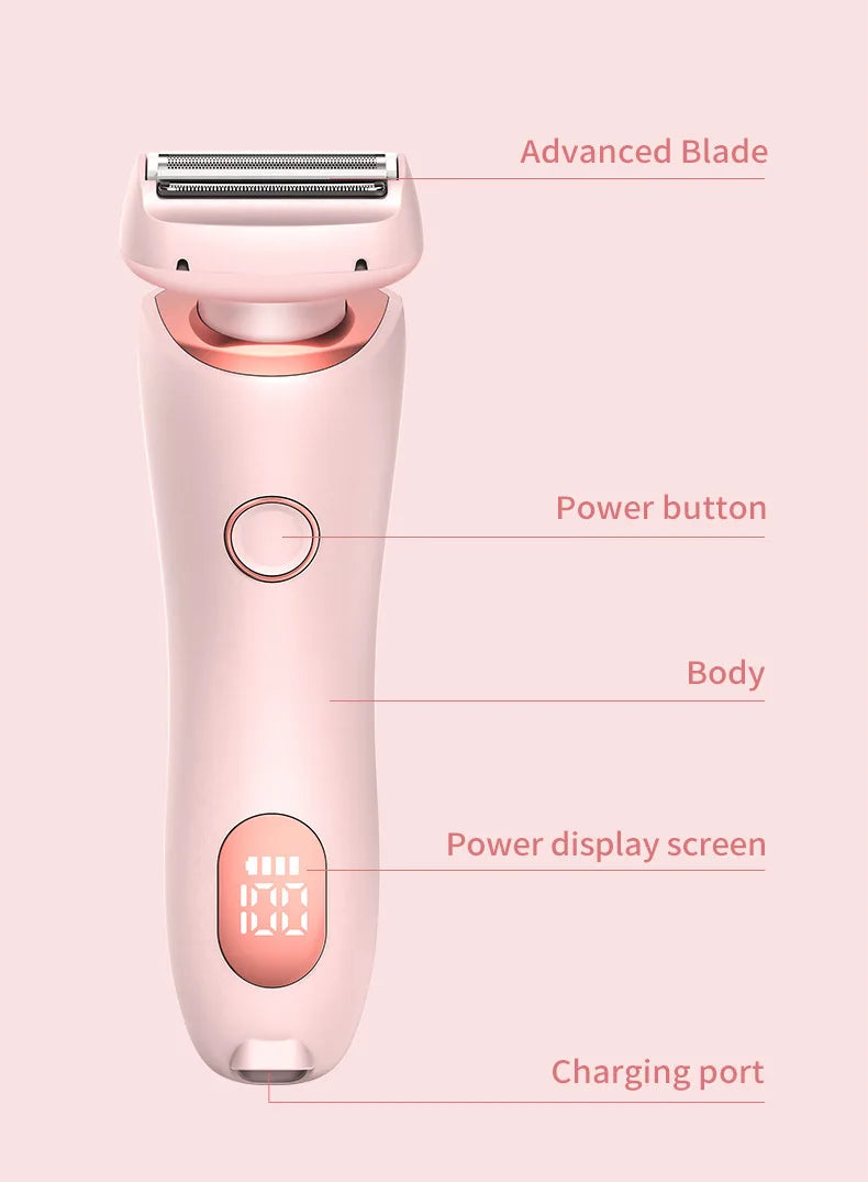 2-in-1 Electric Hair Shaver for Women - Painless Body & Face Trimmer