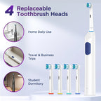 Rotating Electric Toothbrush with 5 Modes and 4 Replacement Heads