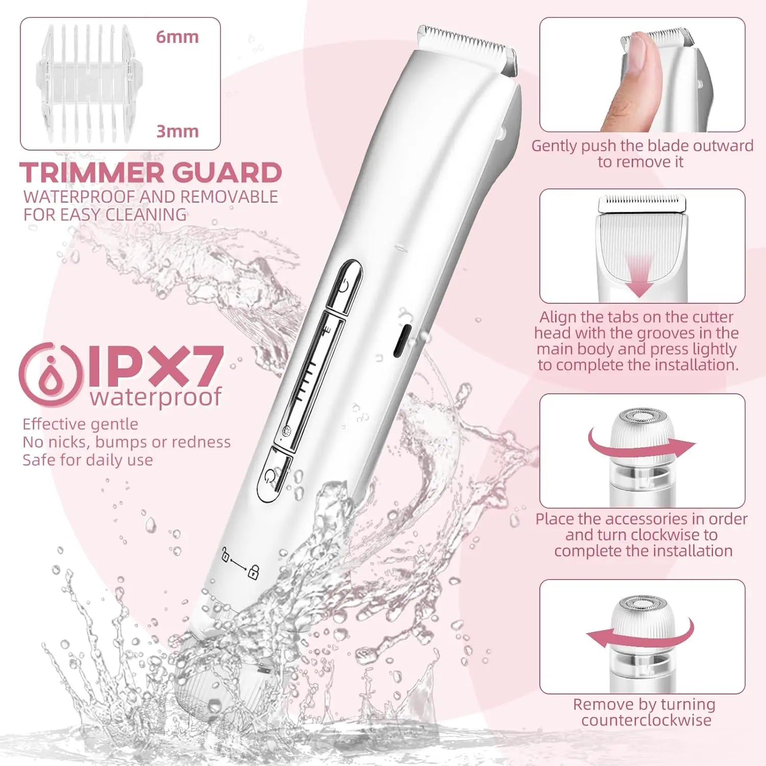 Waterproof 2-in-1 Electric Bikini Trimmer and Body Shaver - 11