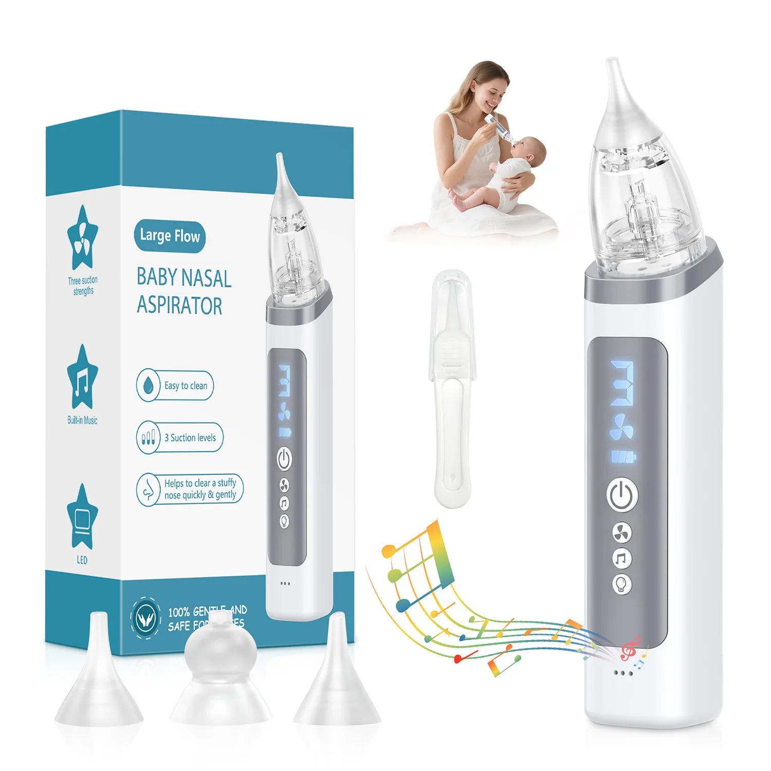 Electric Baby Nasal Aspirator with Music and 3 Suction Levels - 1