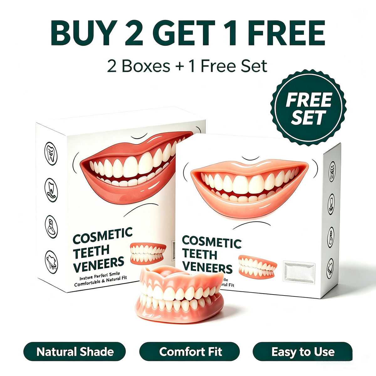 Comfort Fit Silicone Dentures Upper and Lower Set