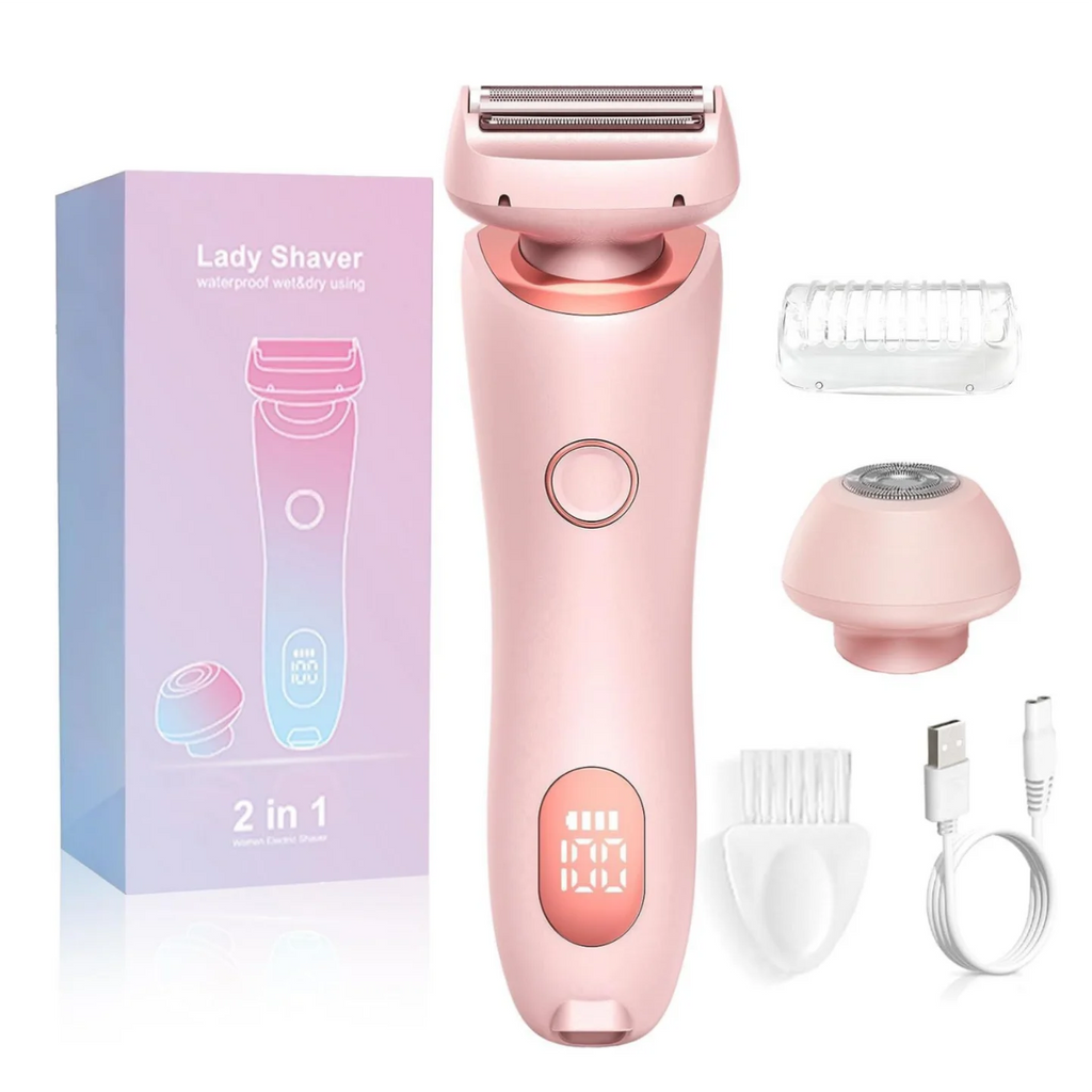 2-in-1 Electric Hair Shaver for Women - Painless Body & Face Trimmer