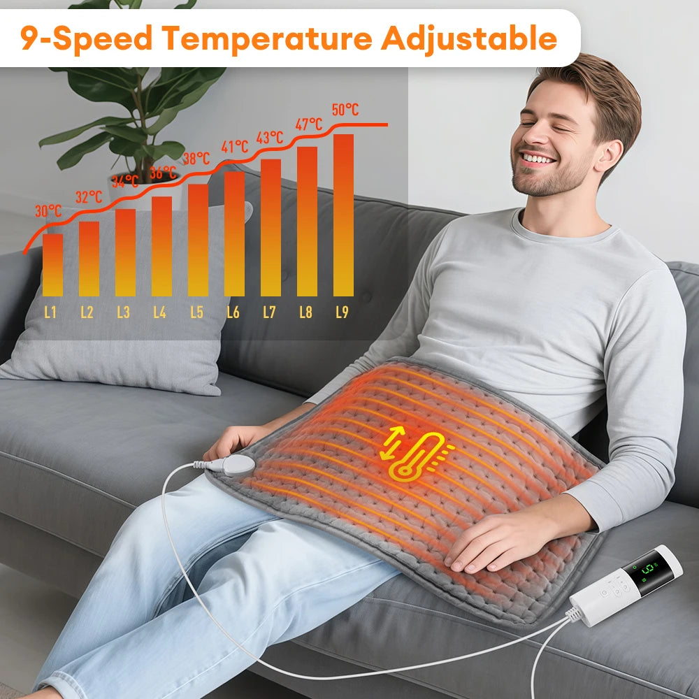 Electric Heating Pad with 9 Heat Settings and 4 Timer Levels