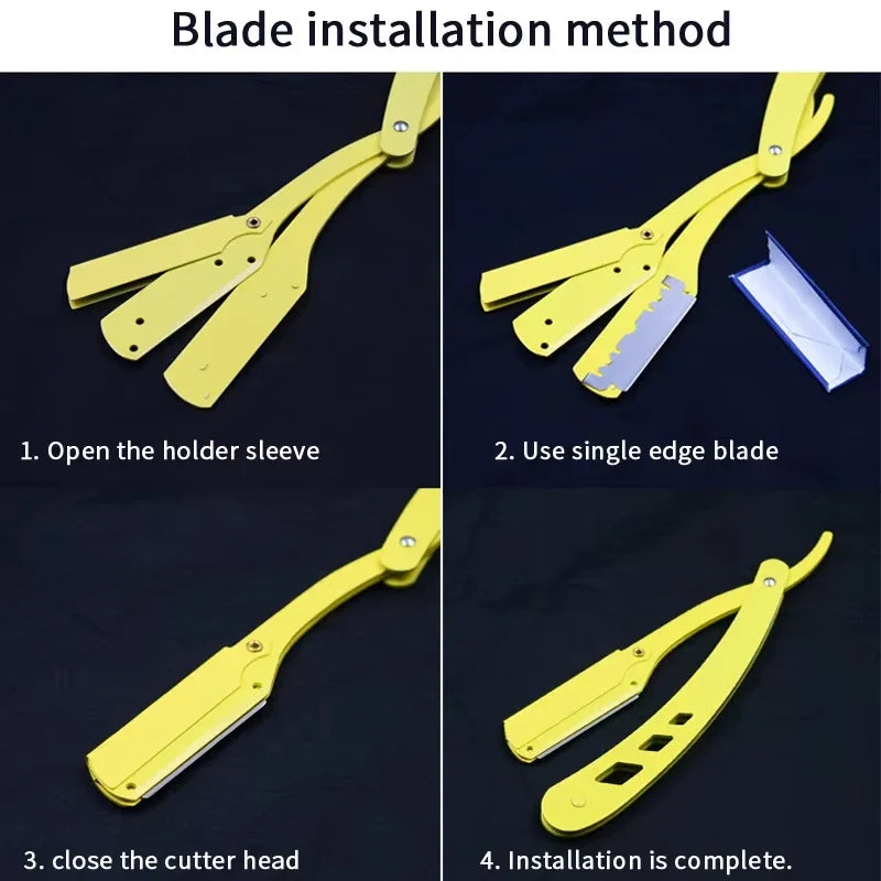 Professional Folding Straight Edge Barber Razor for Hair Shaving