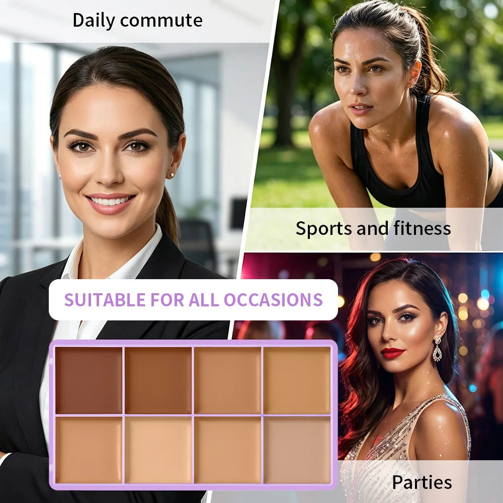 8-Shade Matte Cream Concealer Palette for Full Coverage