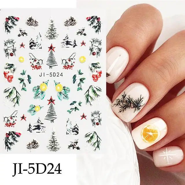 3D Christmas Cartoon Nail Art Sticker Decals