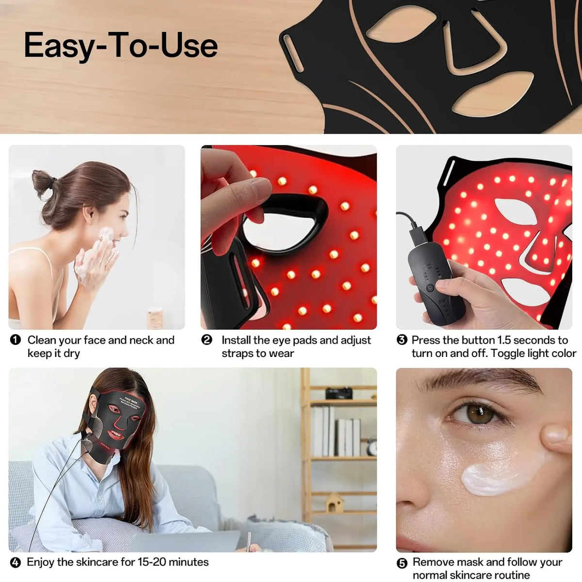 7-Color LED Facial and Neck Therapy Mask