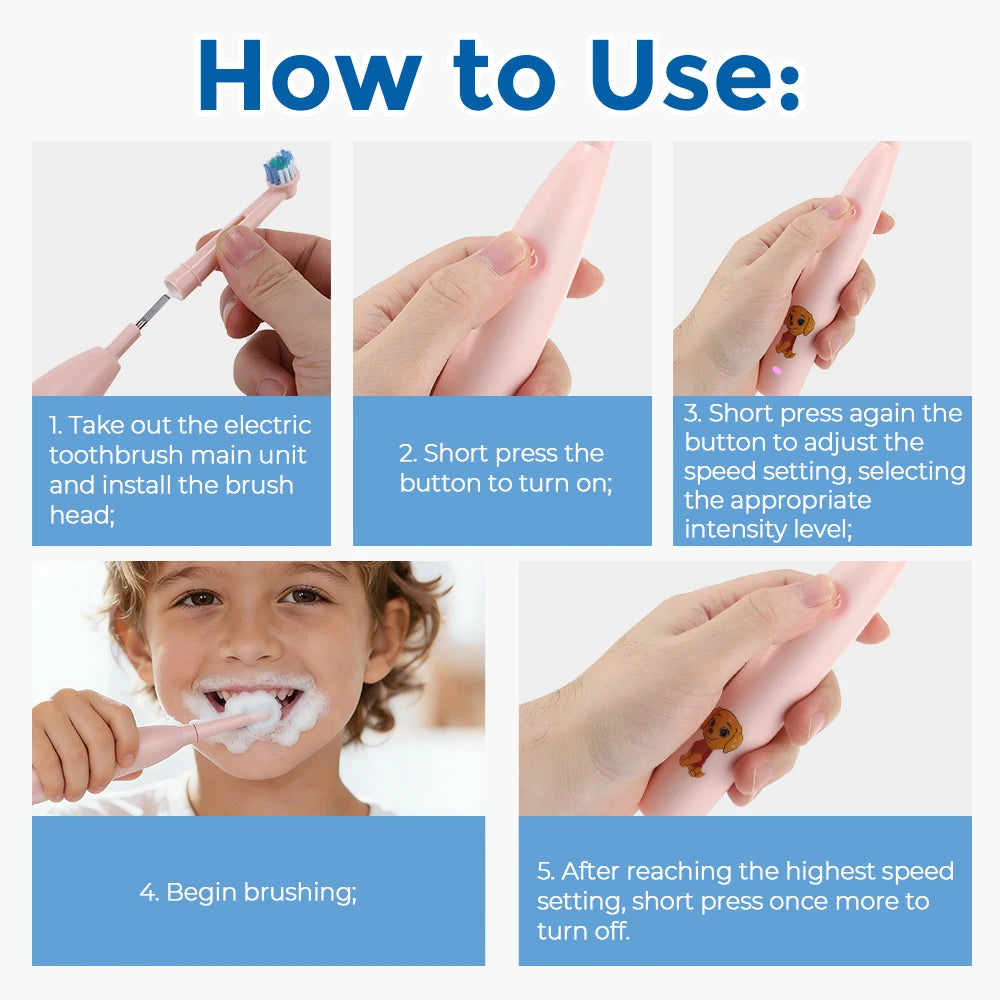 Rechargeable Rotating Electric Toothbrush for Kids