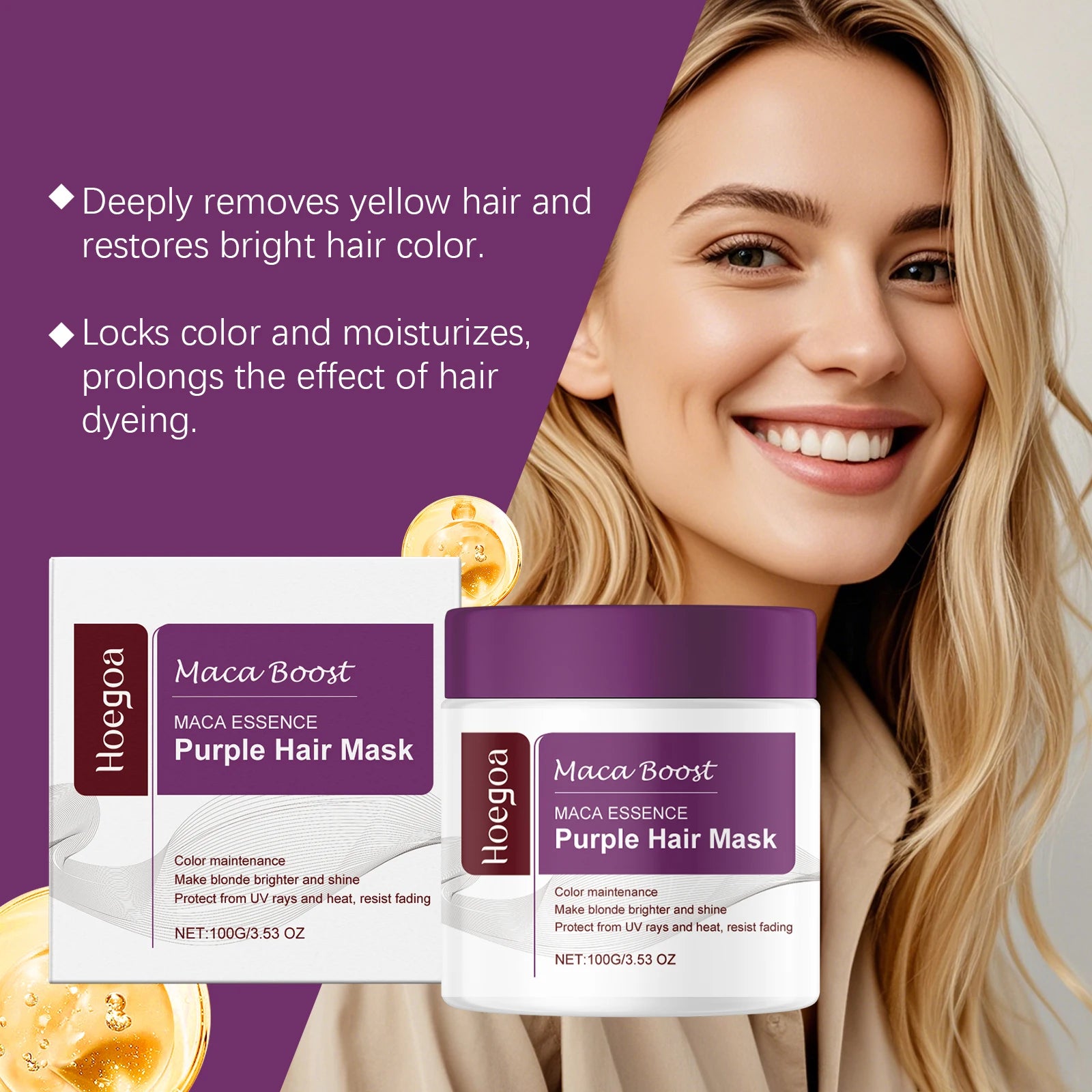 Purple Toning Hair Mask and Shampoo Set for Blonde Hair - 5