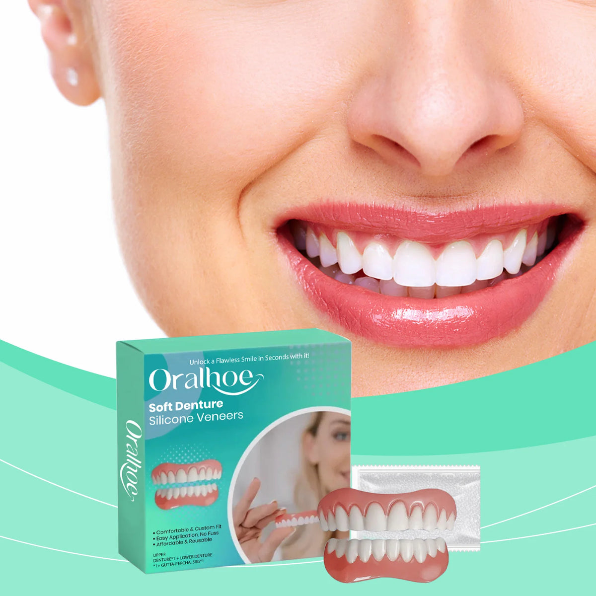 Flexible Silicone Cosmetic Denture Set for Temporary Smile Repair