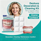 Cosmetic Denture and Cleaning Kit for Missing or Stained Teeth