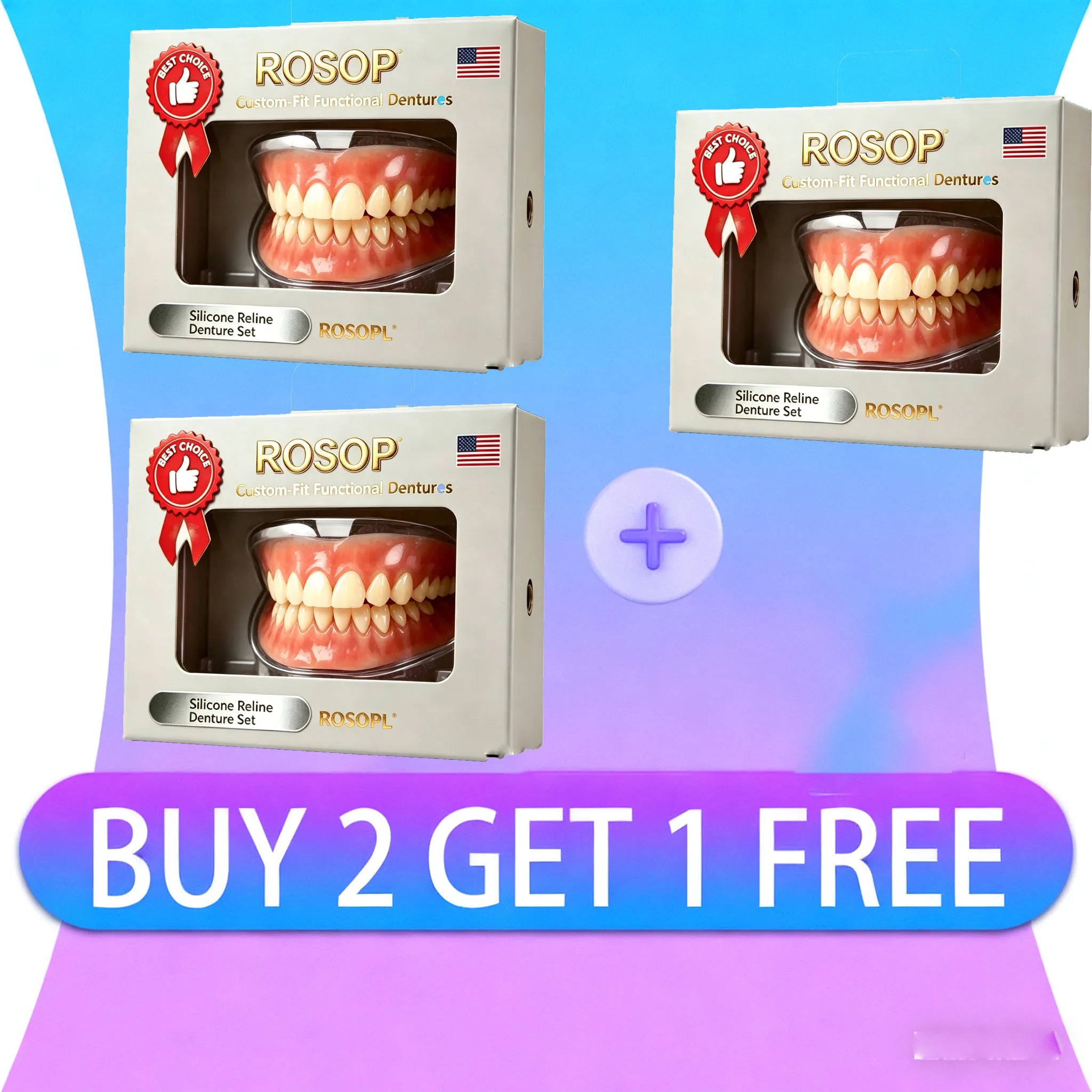 Custom-Fit Silicone Upper and Lower Cosmetic Denture Set - 8