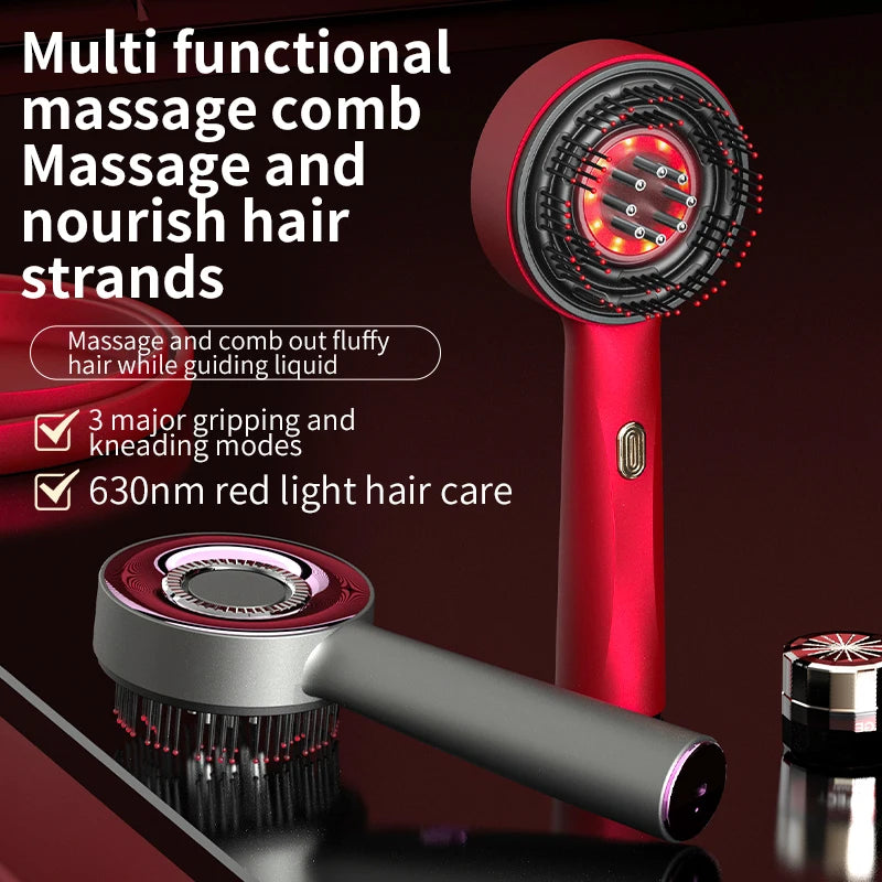 Electric Scalp Massage Comb with Red Light and Liquid Applicator