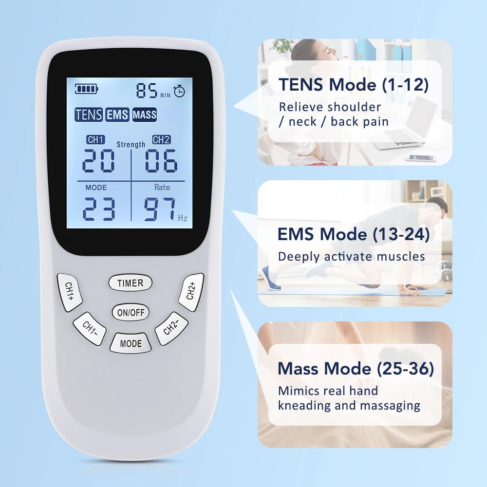 36-Mode Rechargeable TENS & EMS Muscle Stimulator Massager - 5