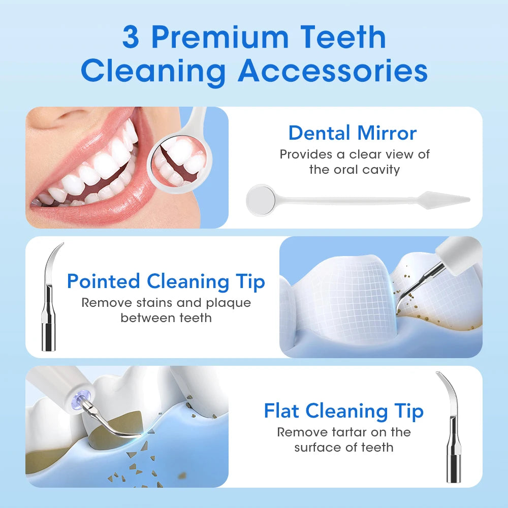 Ultrasonic Dental Scaler and Teeth Tartar Remover Kit - 10