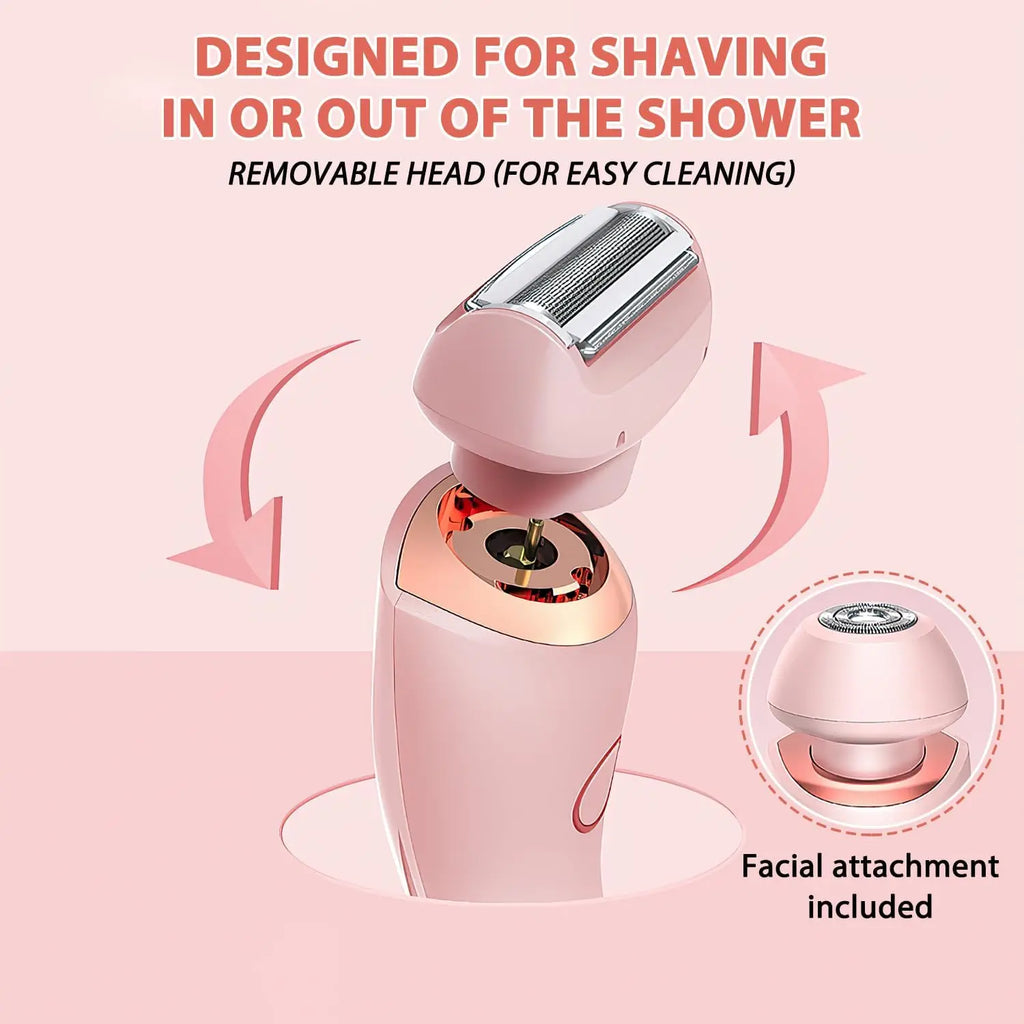2-in-1 Electric Hair Shaver for Women - Painless Body & Face Trimmer
