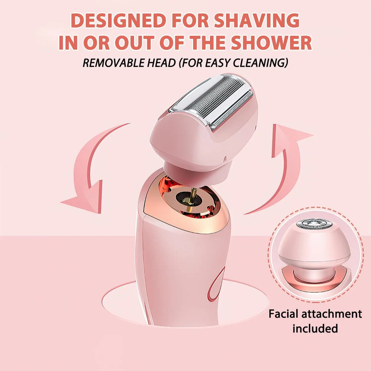 2-in-1 Electric Hair Shaver for Women - Painless Body & Face Trimmer