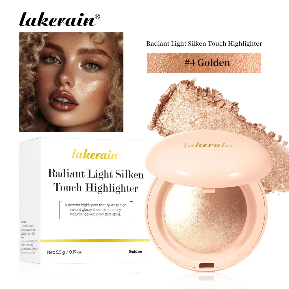 Silken Touch Baked Highlighter Powder for Luminous Glass Skin Glow