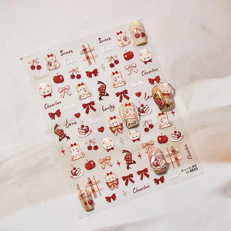 3D Christmas Cartoon Nail Art Sticker Decals