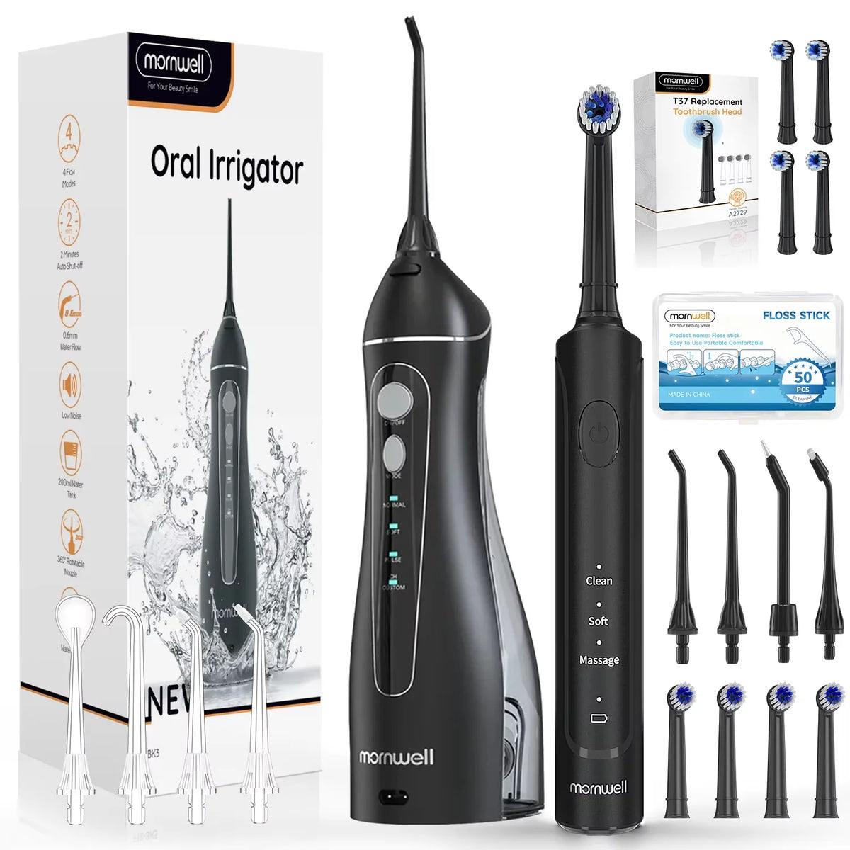 Electric Water Flosser and Rechargeable Toothbrush Set