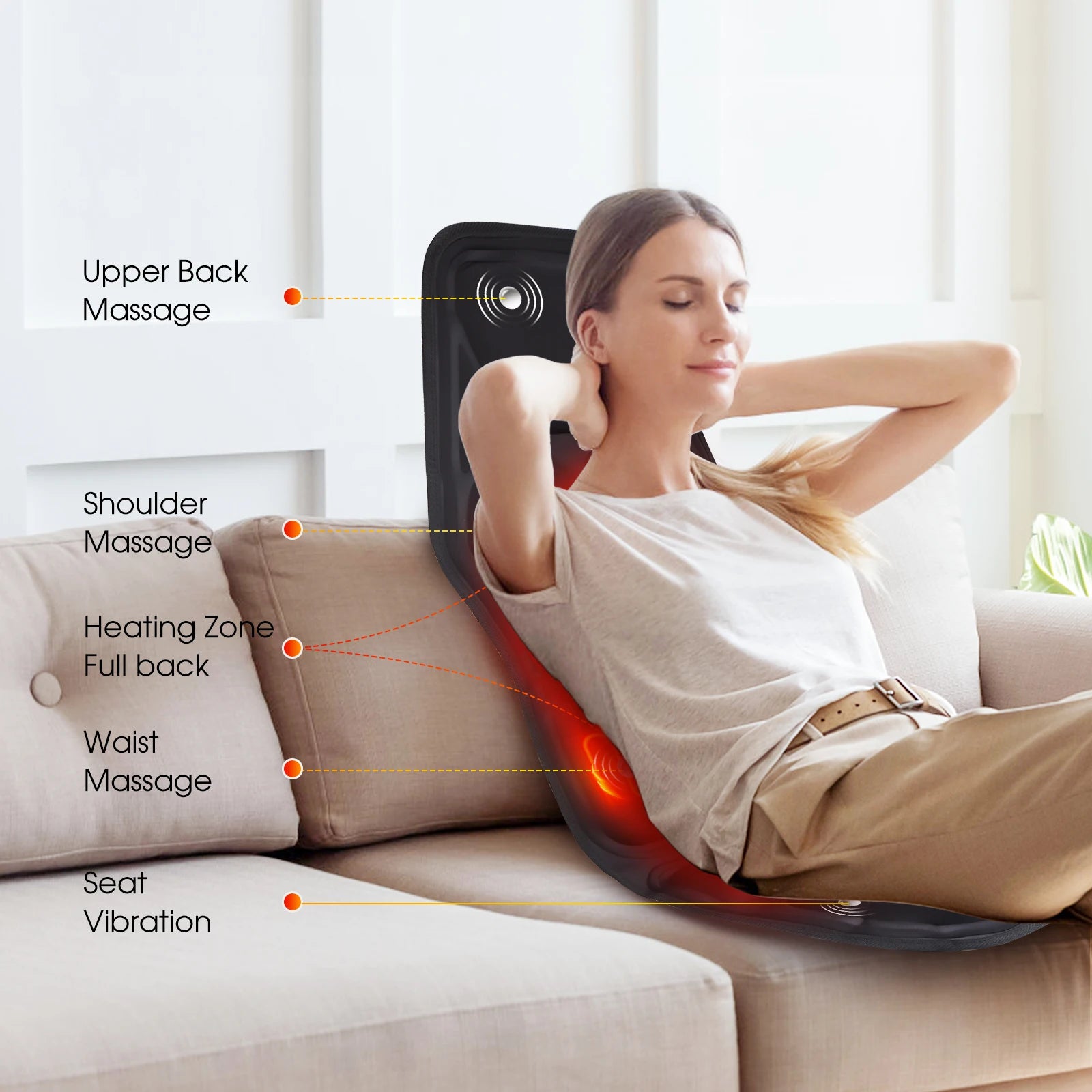 Full-Body Electric Heated Vibration Massage Chair Mat - 7