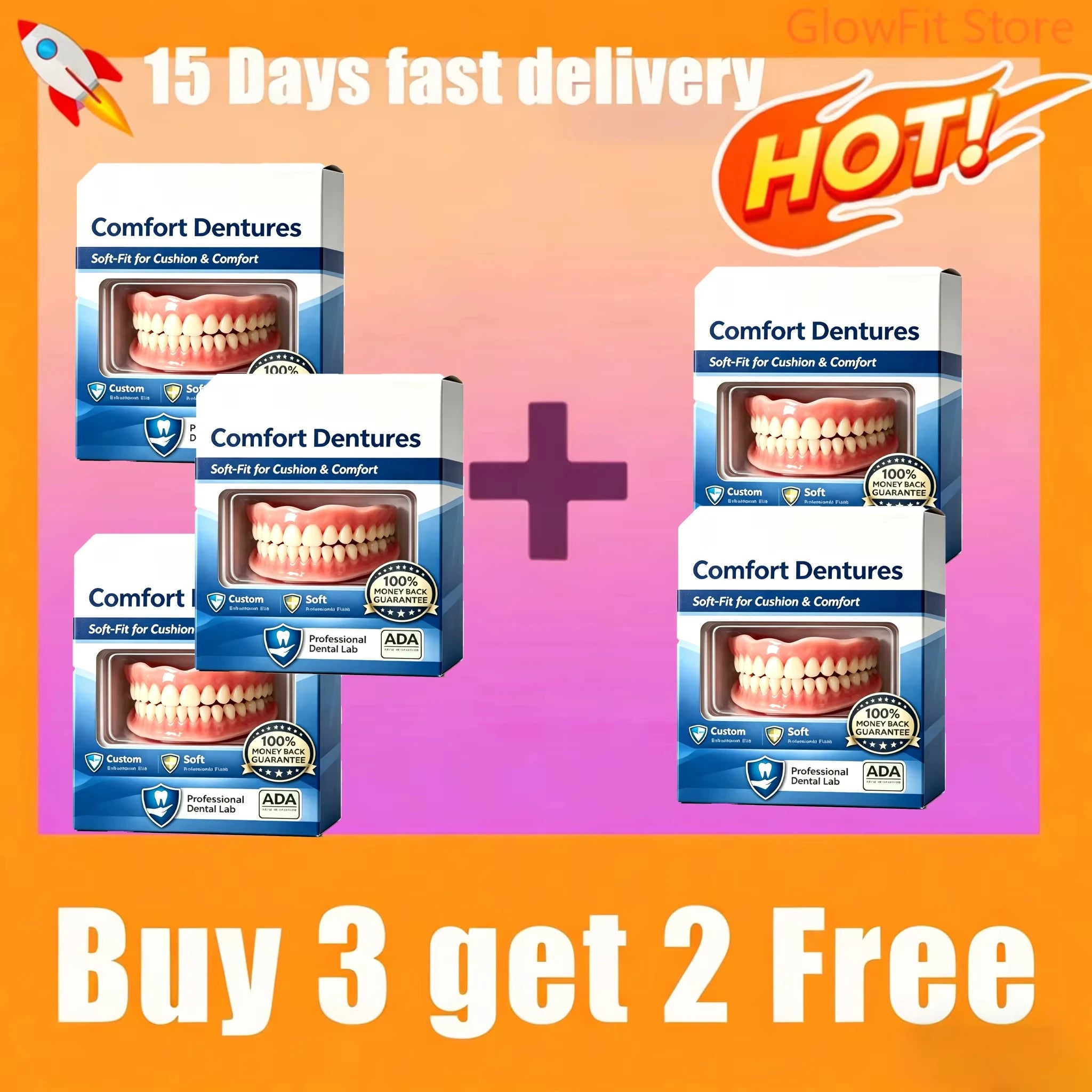 Temporary Cosmetic Silicone Dentures for Upper and Lower Teeth - 8