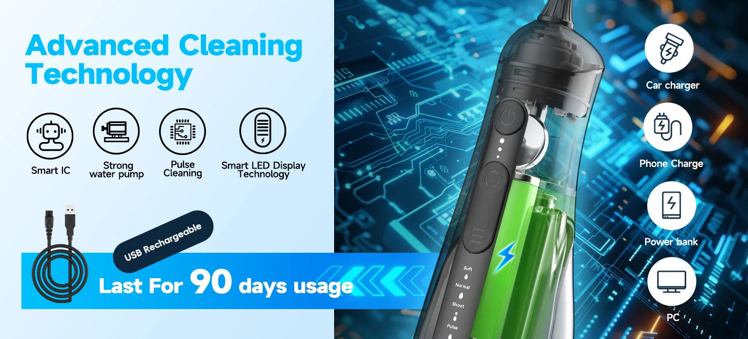 Portable Cordless Water Flosser for Teeth and Braces - 15
