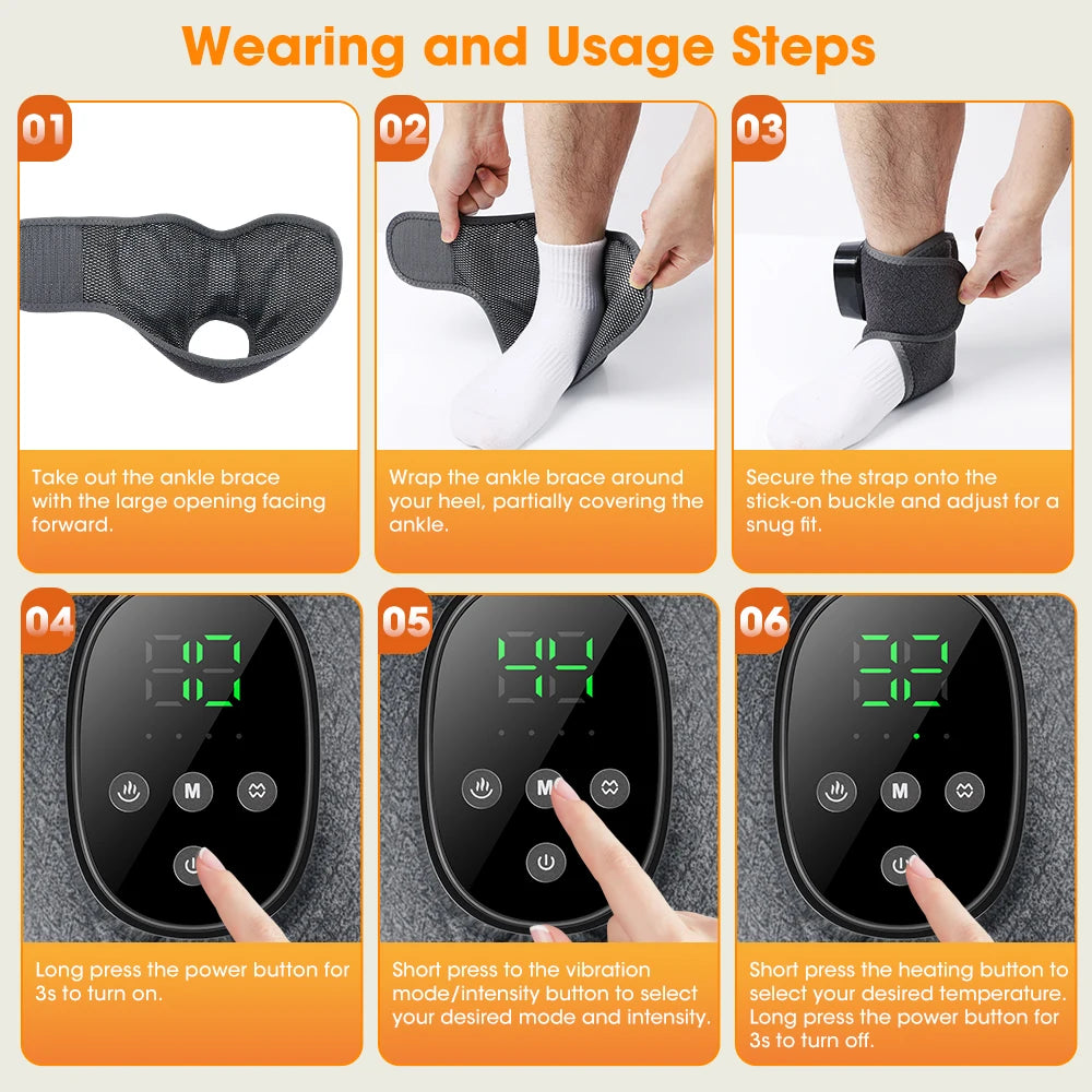 Cordless Heated Ankle Massager with Vibration Therapy
