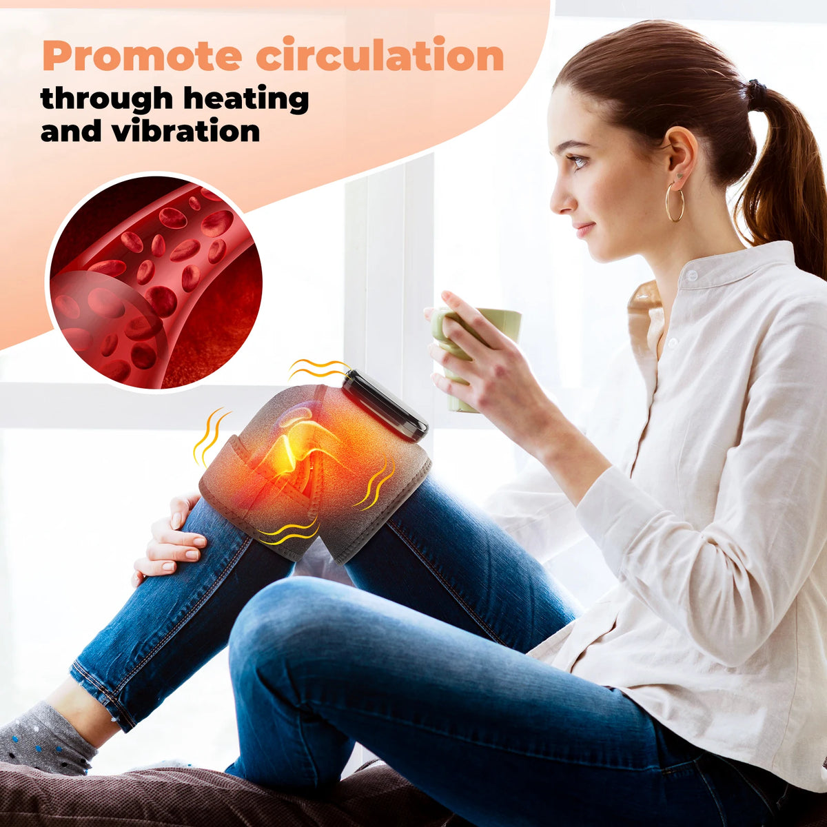 Heated Cordless Knee Massager with Vibration and Heat Therapy
