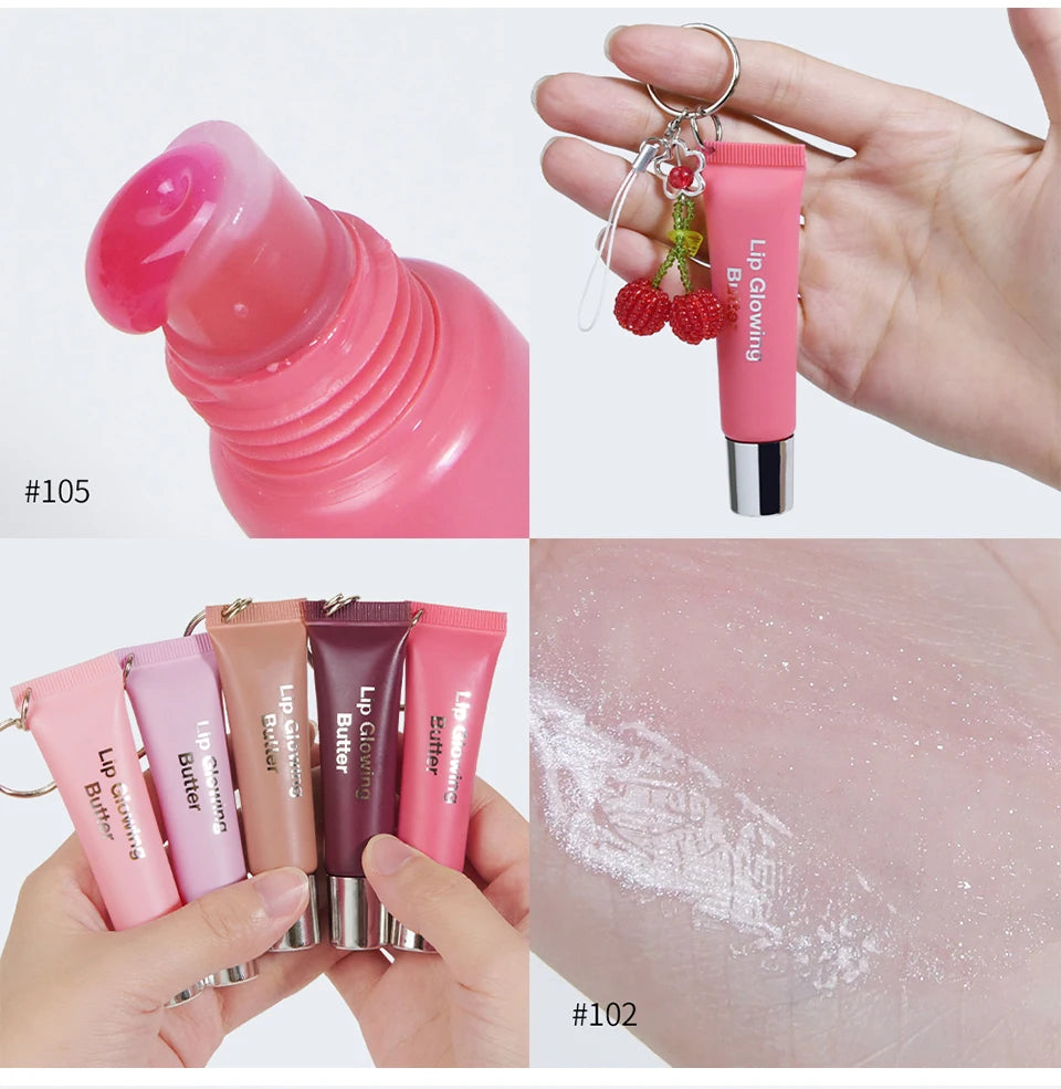 Moisturizing Lip Glowing Butter Gloss with Keychain - 16