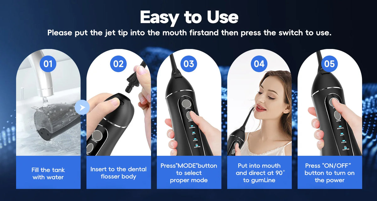 Portable Cordless Water Flosser for Teeth and Gum Health