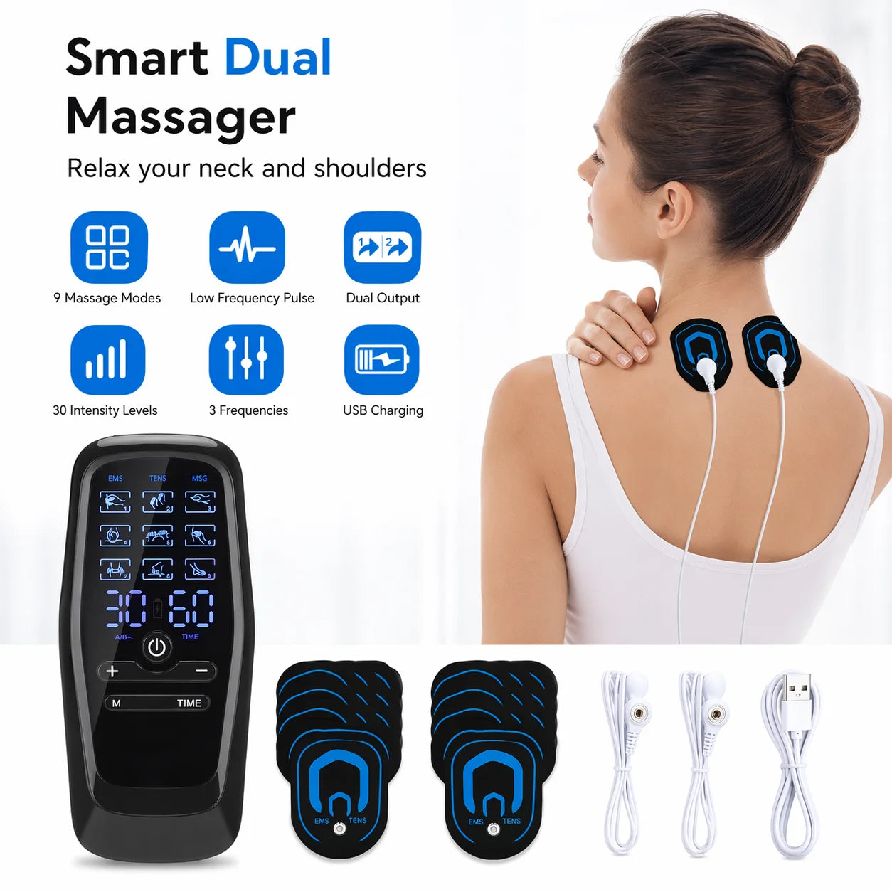 Portable Electric Dual-Channel Body and Neck Massager - 1