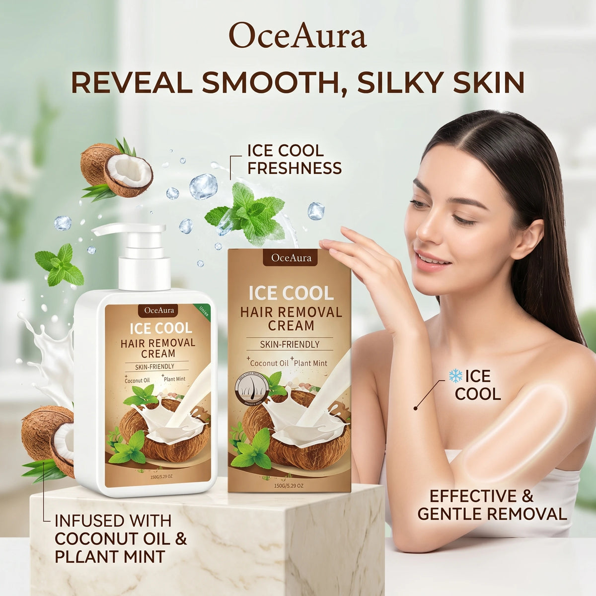 Ice Cool Painless Hair Removal Cream for Face and Body