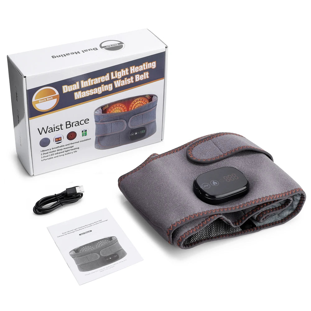 Cordless Heated Vibration Waist Massager for Back Pain Relief