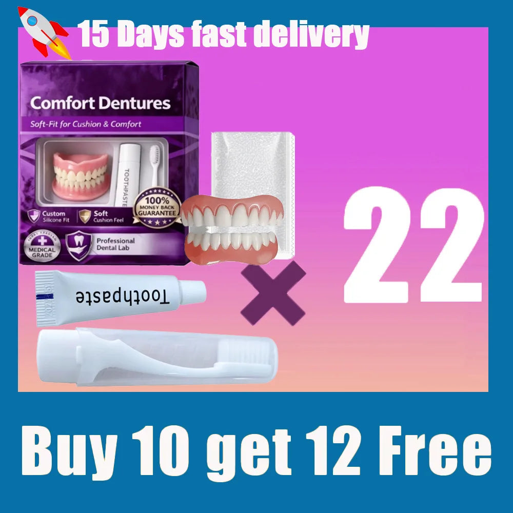 Moldable Silicone Instant Denture Set with Toothpaste and Toothbrush - 9