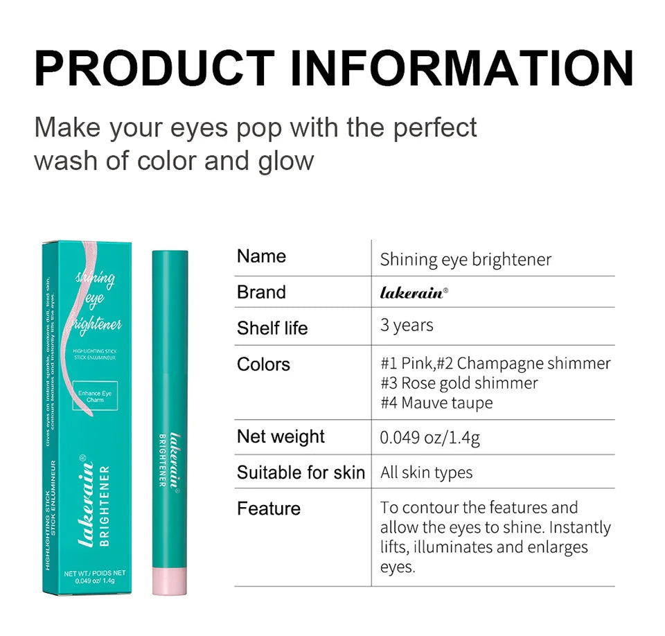 Waterproof Shimmer Eyeshadow Stick for Instant Eye Brightening