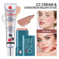 Color Correcting CC Cream and Sunscreen Blush Stick Makeup Set