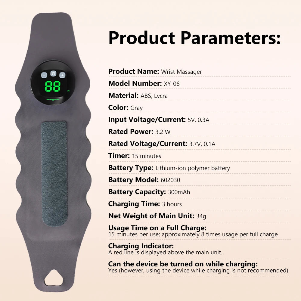Microcurrent Wrist Massager Band with 10 Modes and 29 Levels