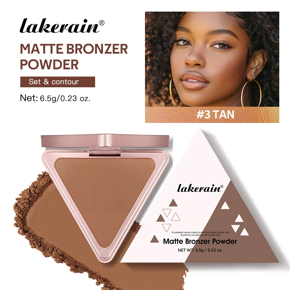 Matte Bronzer Powder for Long-Lasting Waterproof Face Contouring