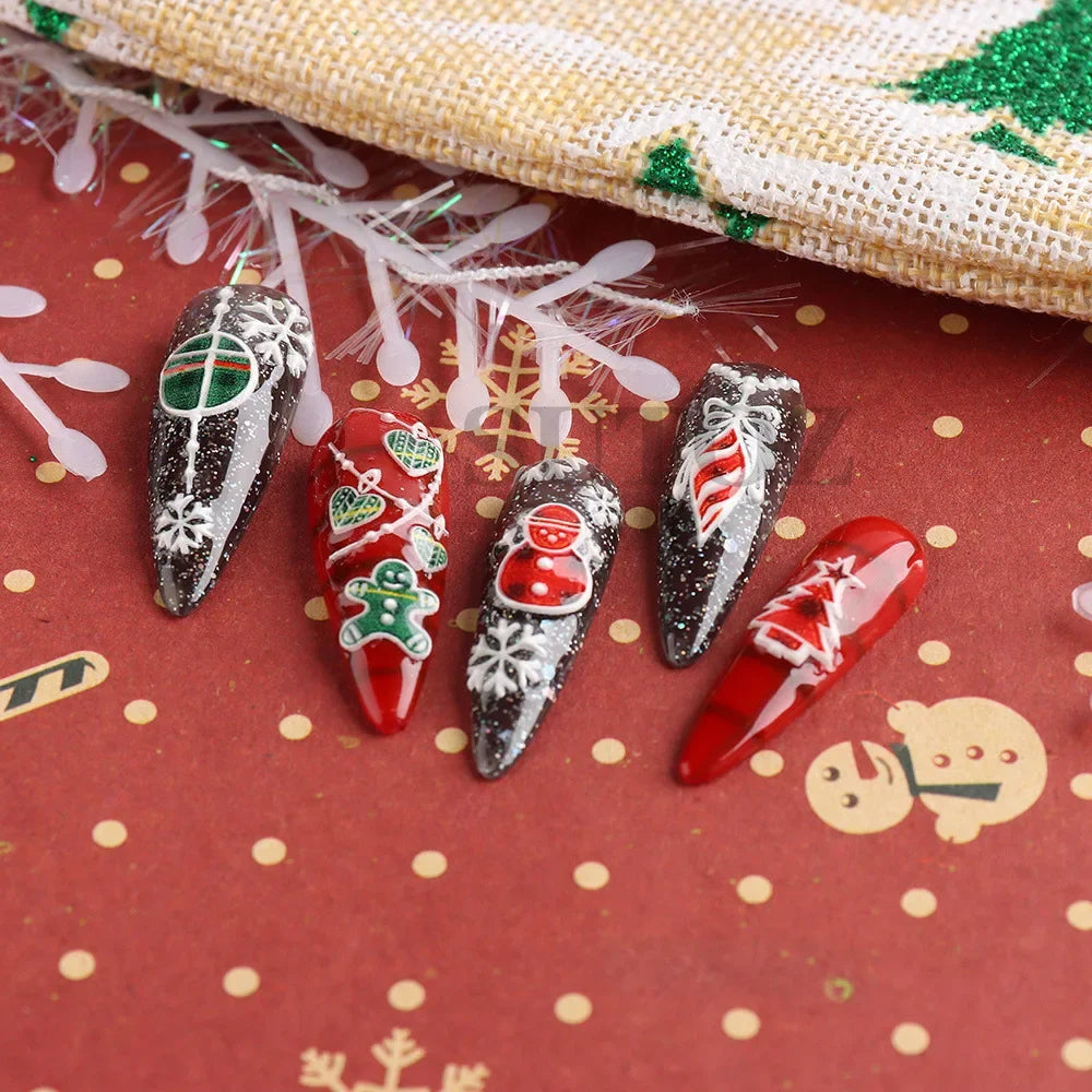 5D Embossed Christmas Nail Art Stickers - 3