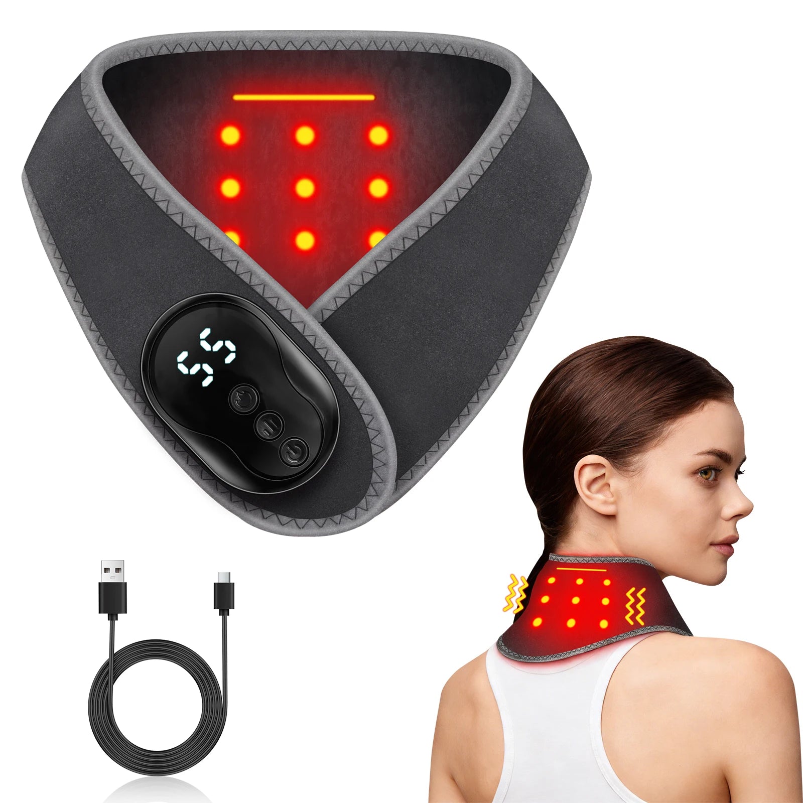Portable Cordless Neck Massager Wrap with Vibration - 7