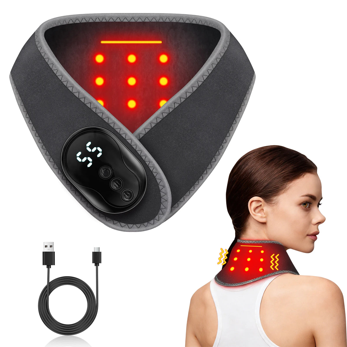 Portable Cordless Neck Massager Wrap with Vibration