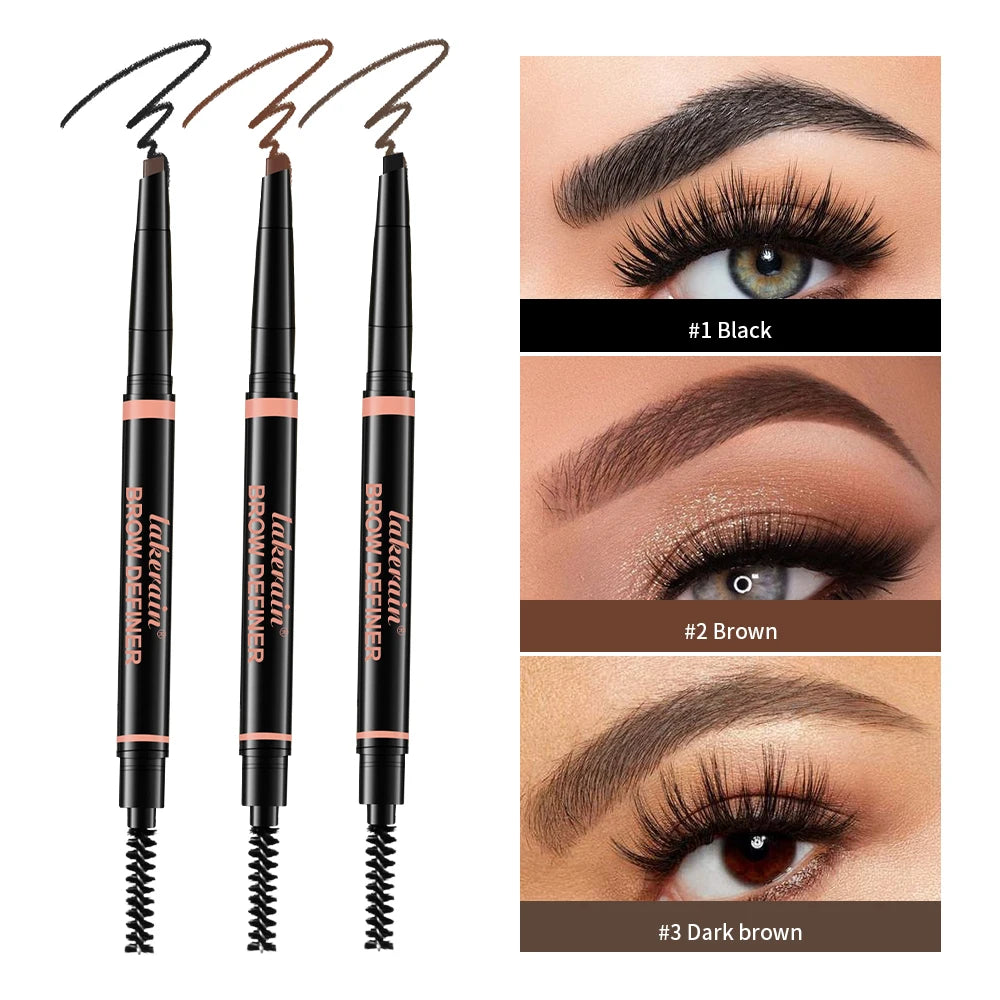 Waterproof Triangular Tip Eyebrow Pencil with Grooming Brush - 1