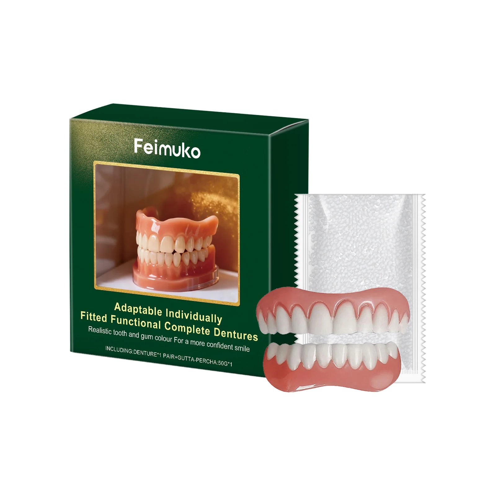 Natural Looking Cosmetic Silicone Denture Set for Upper and Lower Teeth - 6