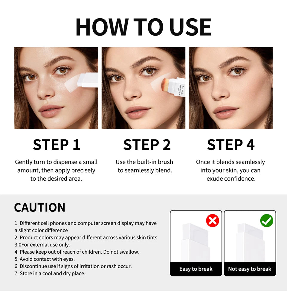Creamy Tone-Adapting Foundation Stick with Built-in Brush
